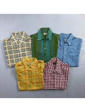VTG Penneys Boys Button Shirt Size 18 1950s Rockabilly Lot Towncraft 60s Stripes